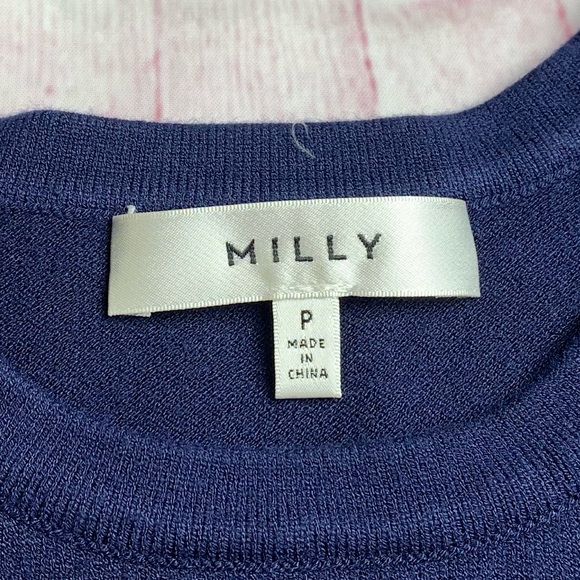 💵Milly Cutout Bell Sleeve Navy Knit Sweater Size P - Picture 11 of 13